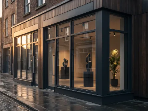 Vitrine com esquadrias de alumínio e vidro em loja — projeto entregue com visual moderno